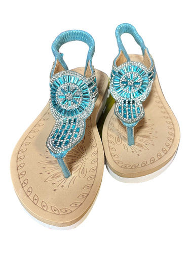 Blue Embellished Sandals