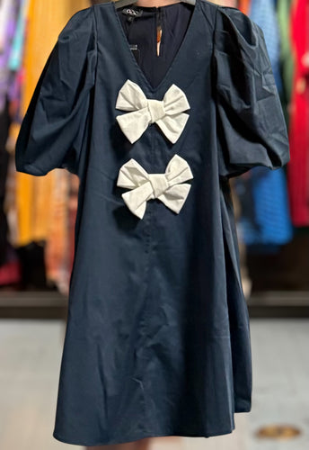 Navy Top W/ White Bows