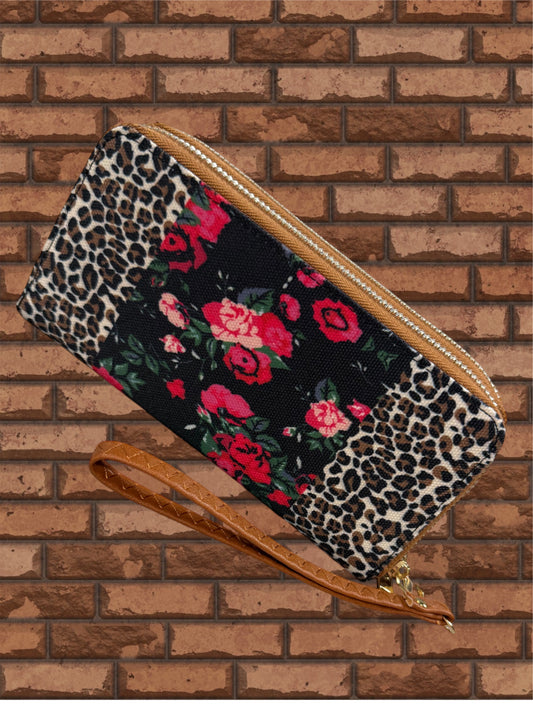 LEOPARD FLOWER DESIGN WALLET/POUCH