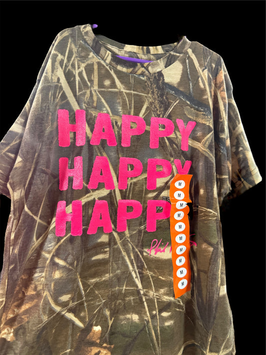 Pink "Happy" Camo Youth T-Shirts
