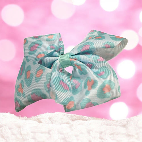 Blue/Pink Leopard Little Girls Hair Bow