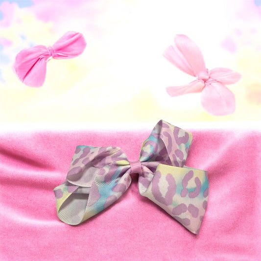 Purple/Blue Leopard Little Girls Hair Bow