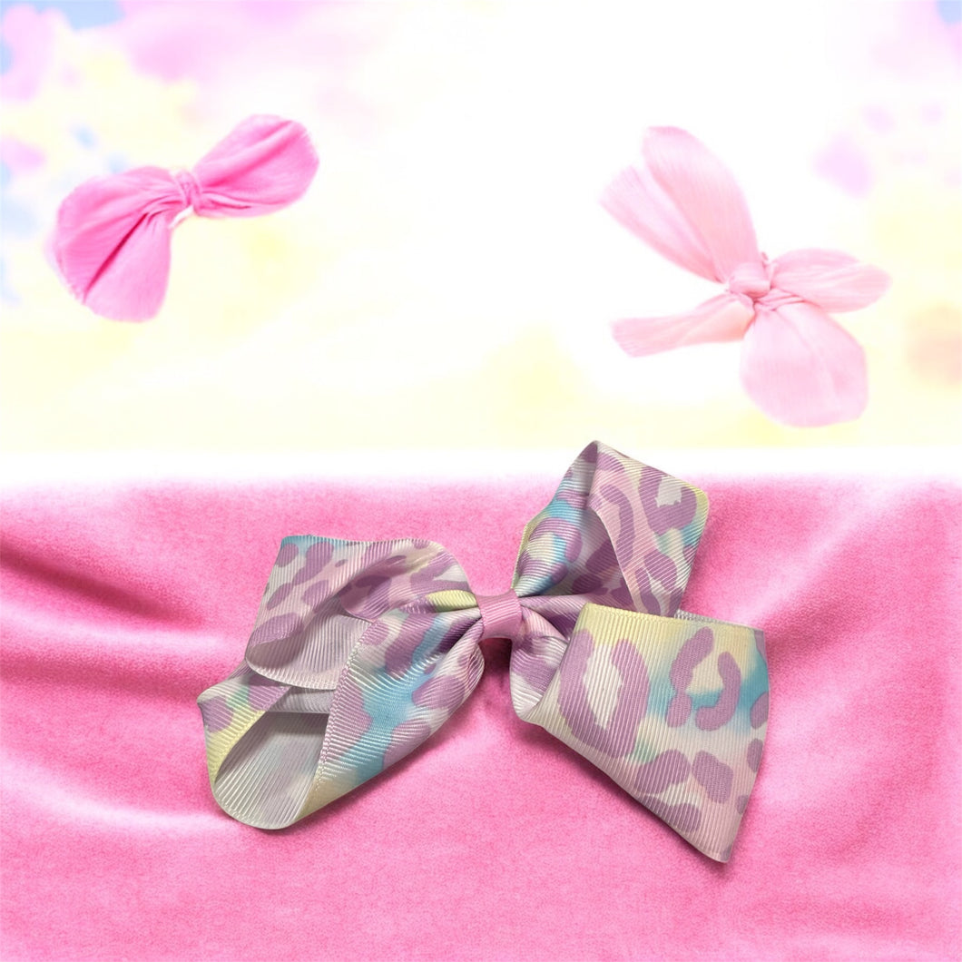 Purple/Blue Leopard Little Girls Hair Bow