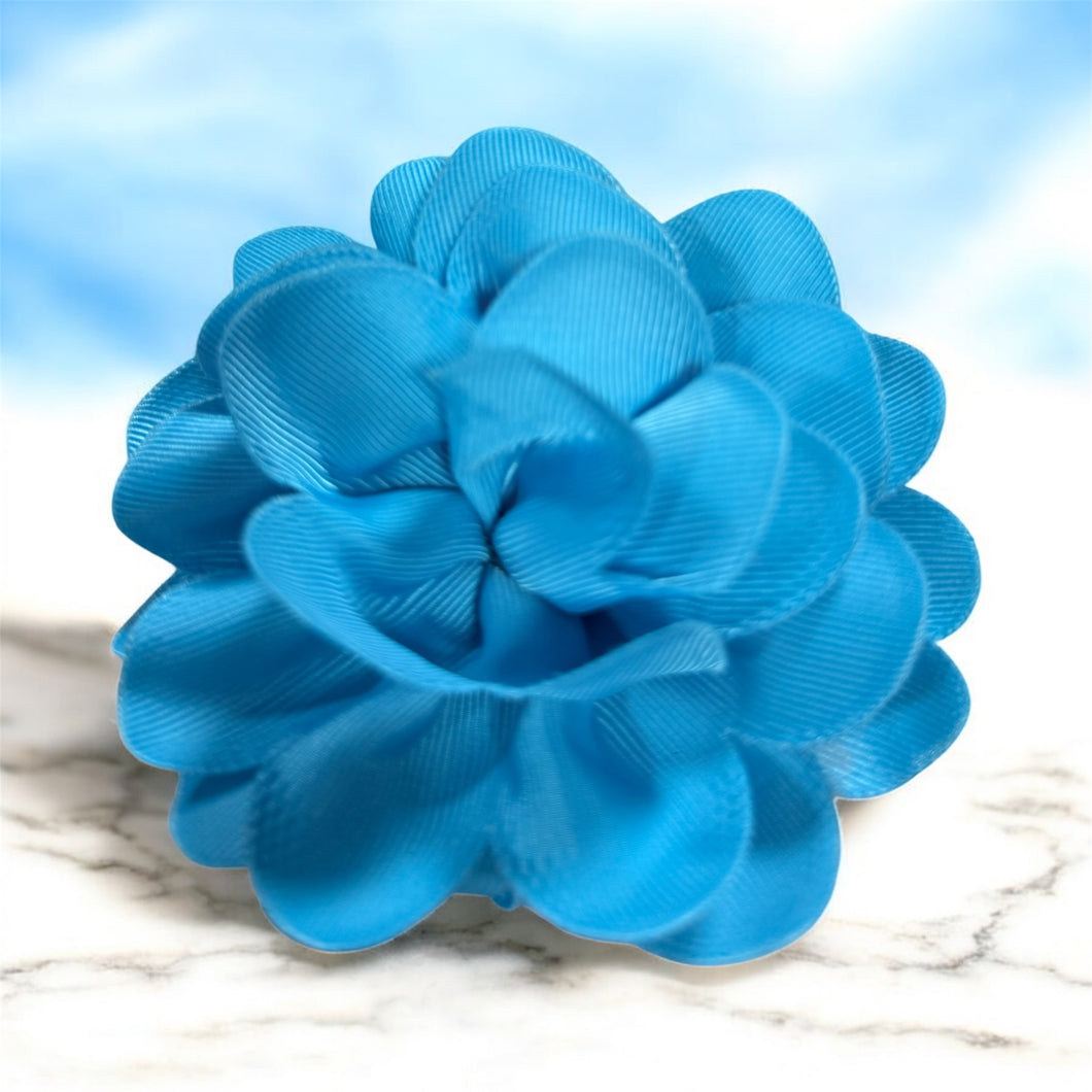 Blue Flower Little Girls Hair Bow
