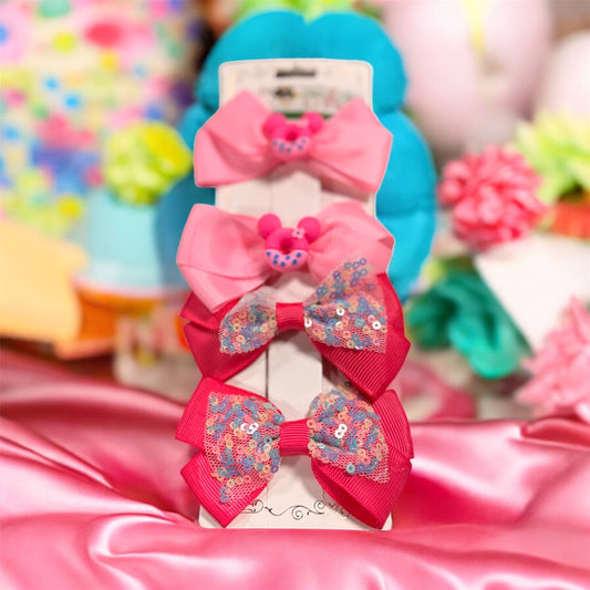 Donut & Sequin Little Girls Hair Bow Set (2 Options)