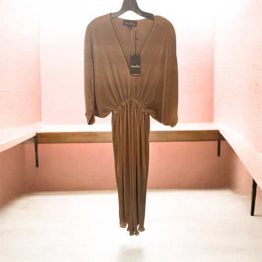 Mocha Small Pleats Formal Dress