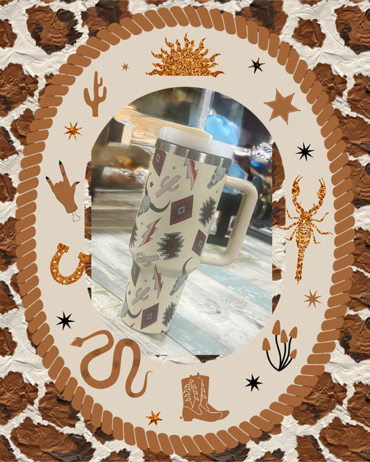 WESTERN BULL DESIGN TUMBLER