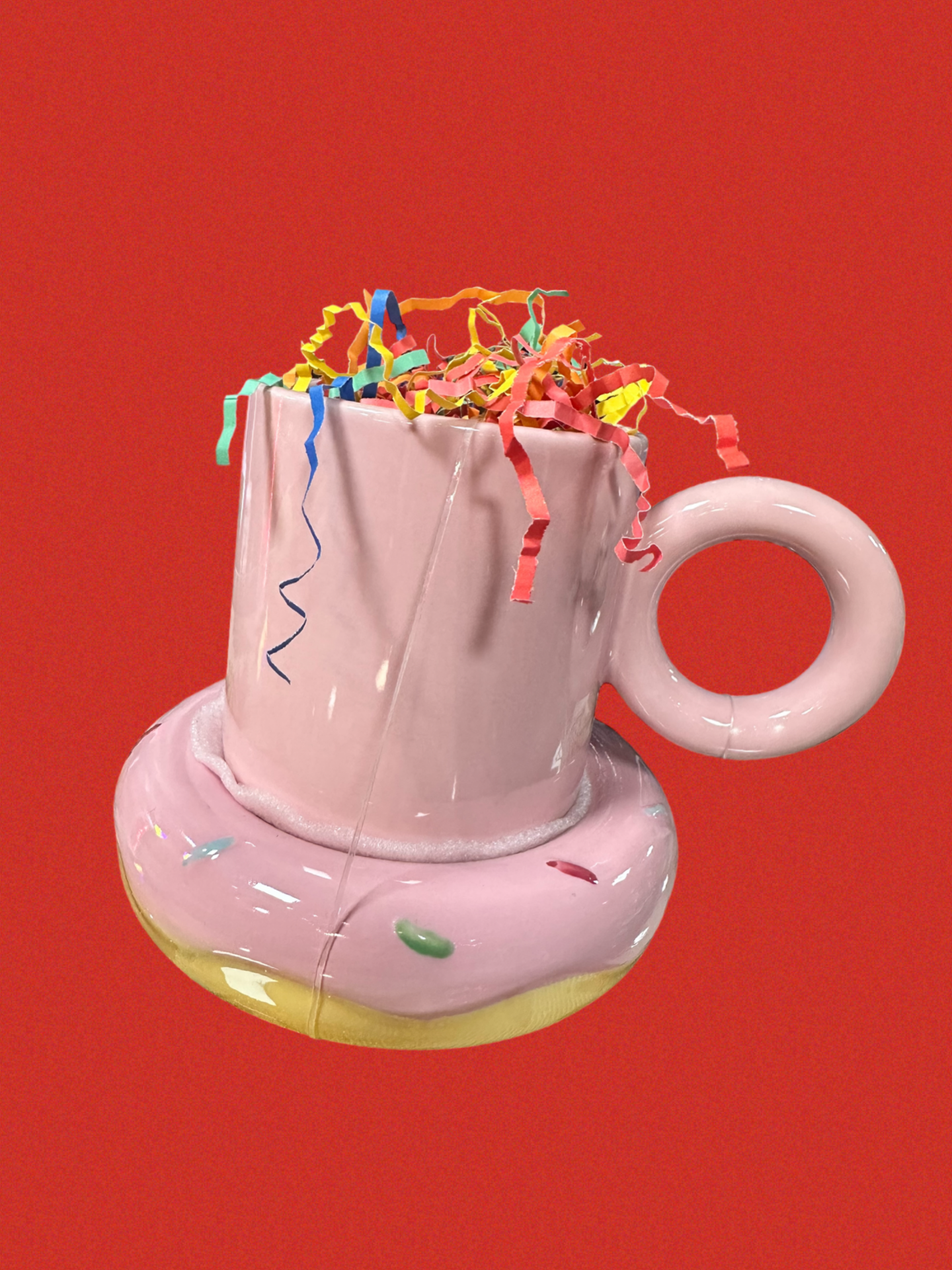 PINK MUG WITH DONUT HOLDER