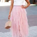 Pink Banded Elastic Waist Tulle Shirt