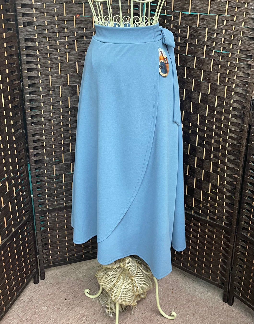 Dusty Blue Wrap Front Skirt