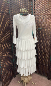 White Bell Sleeve 4 Tiered Dress