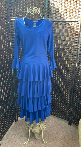 Royal Blue Bell Sleeve 4 Tiered Dress
