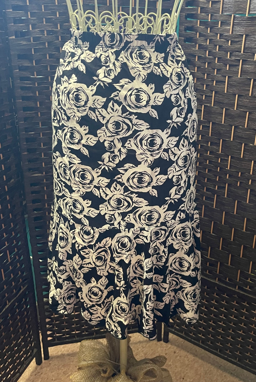 Black & White Rose Skirt