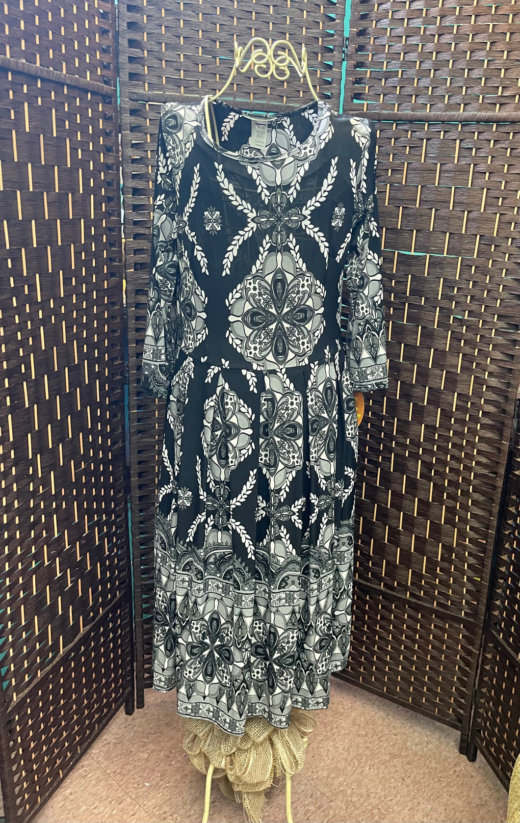Black & White Damask Print Dress