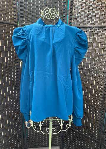 TEAL Puff Sleeve Blouse