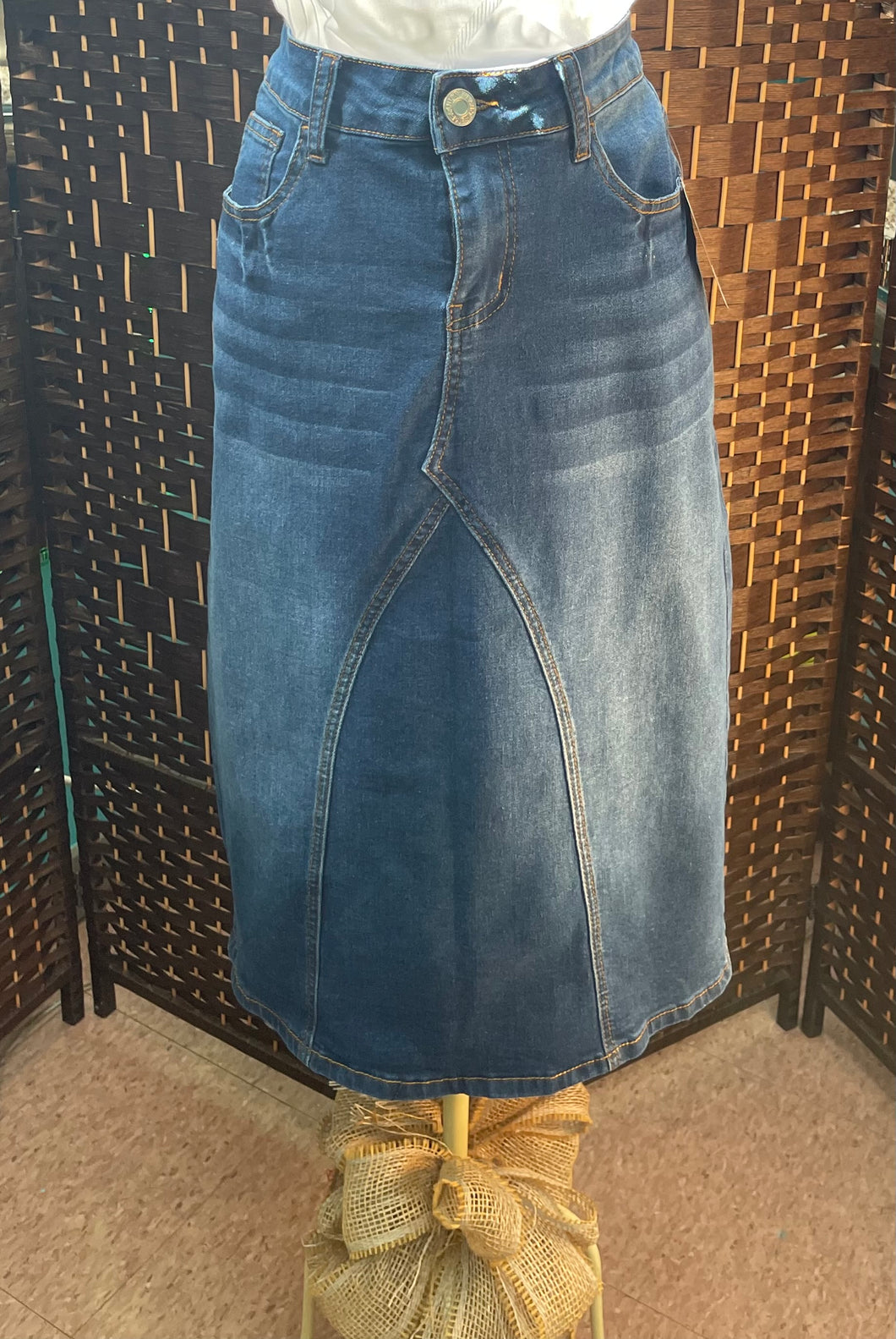 Denim Pieced Front Jean Skirt