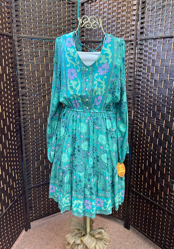 Aqua, Light Mint & Lavender Floral Dress