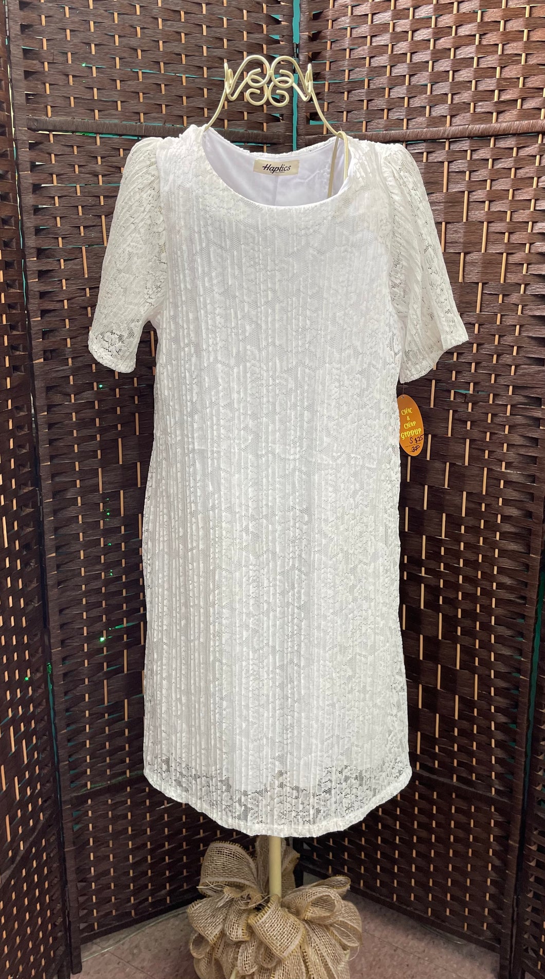 White Lace Floral Design Dress