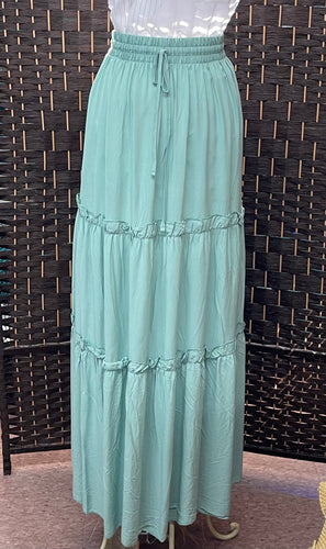 Light mint Green Long Tiered Skirt