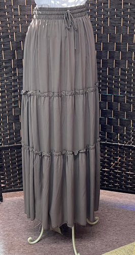 Mocha Tiered Long Skirt