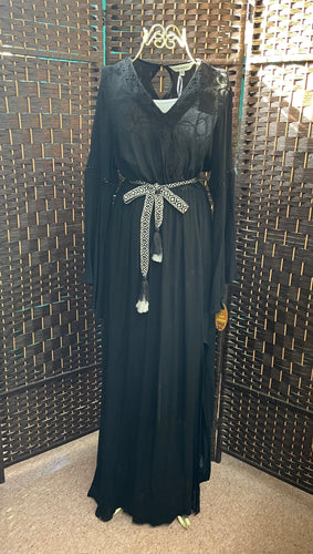 Black Bell Sleeve V- Neck maxi Dress