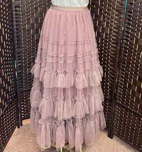 Muted Violet Tulle & Tiered Dot Design  Skirt