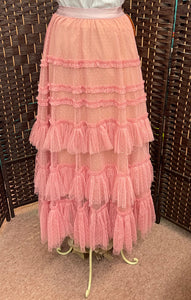 Bubble Gum Pink Tulle, Dot Design Tiered Skirt