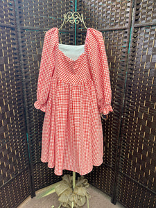 Red Checked Square Neck Top/Dress
