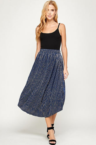 Navy Blue Ribbed Shimmery Skirt