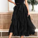 Black Tulle Scattered Tiered Skirt
