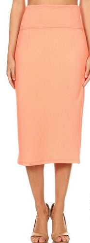 Peach Wide Band BC Pencil Skirt